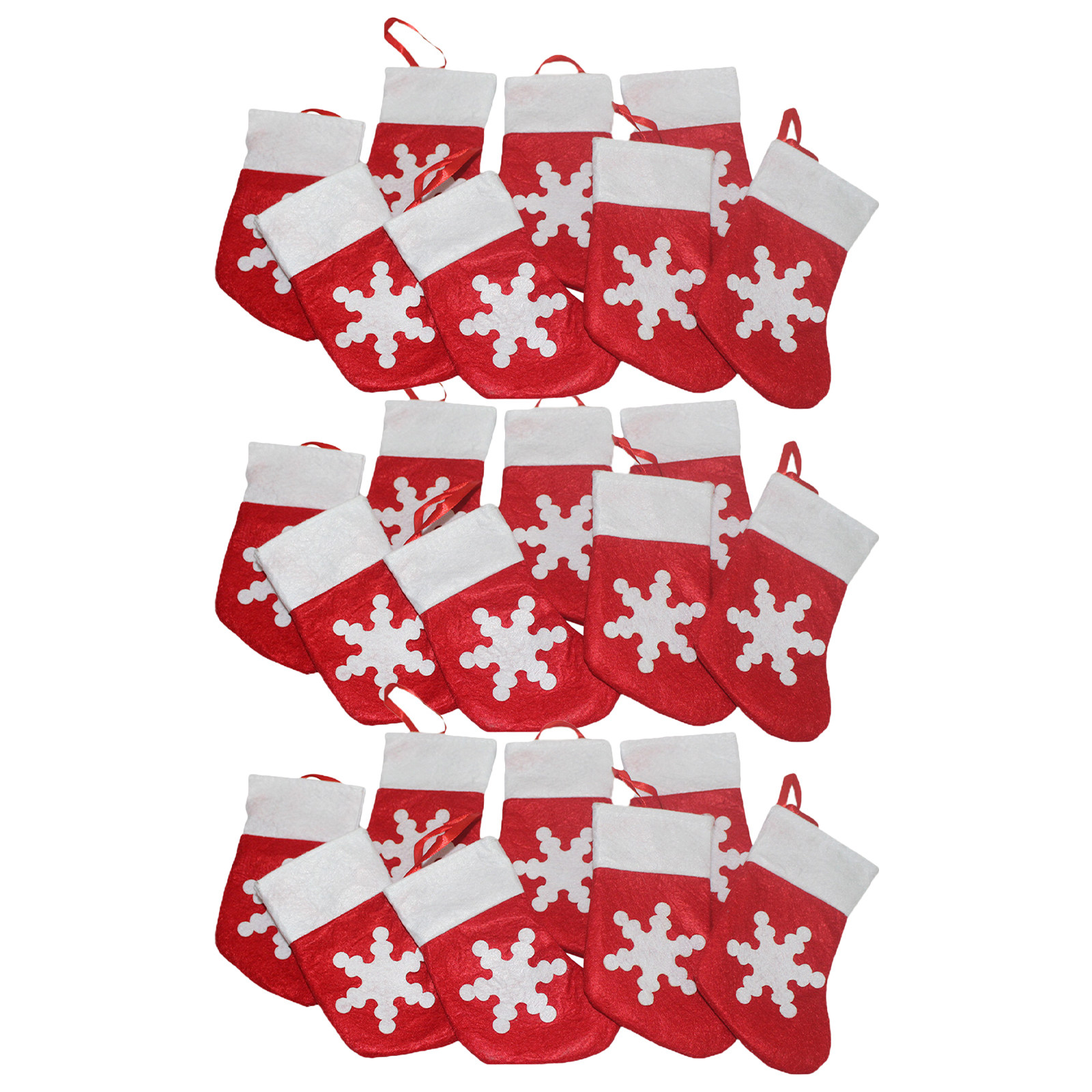 Christmas Stocking Hanging - 24 Stück Kleine Weihnachtsstrümpfe, Mini-Filz-Schneeflocken-Ornamente mit