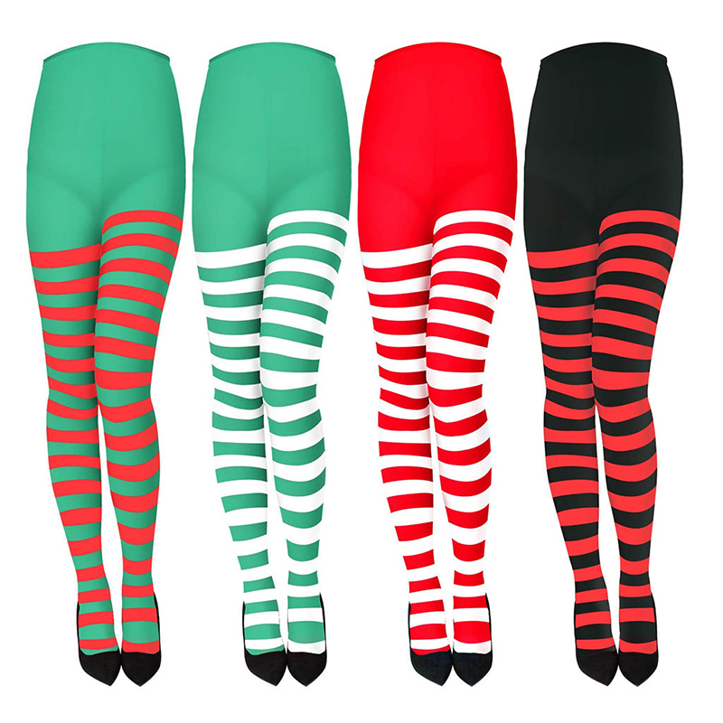 Christmas Stocking Hanging - Frauen Weihnachten Gestreifte Strumpfhosen Ganzkörper Strumpfhosen
