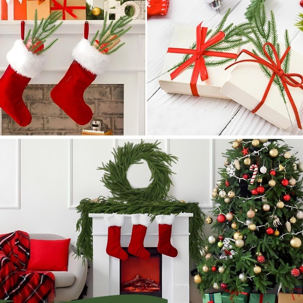 Christmas Wreath Fake - 10PCS Weihnachten Künstliche Norfolk Kiefer Zweige