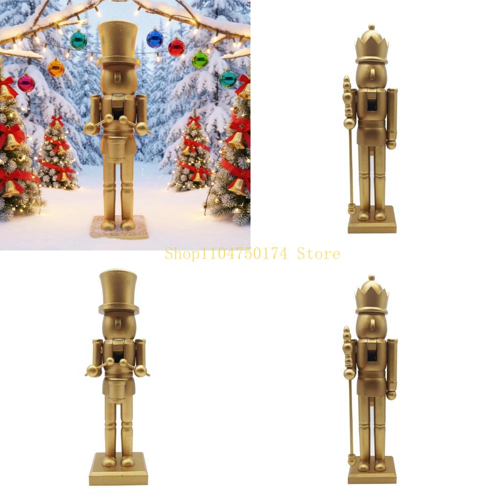 Nutcracker Figurine - Feiertagsdekorationen, goldfarbene Nussknacker-Soldatenfigur aus Holz für