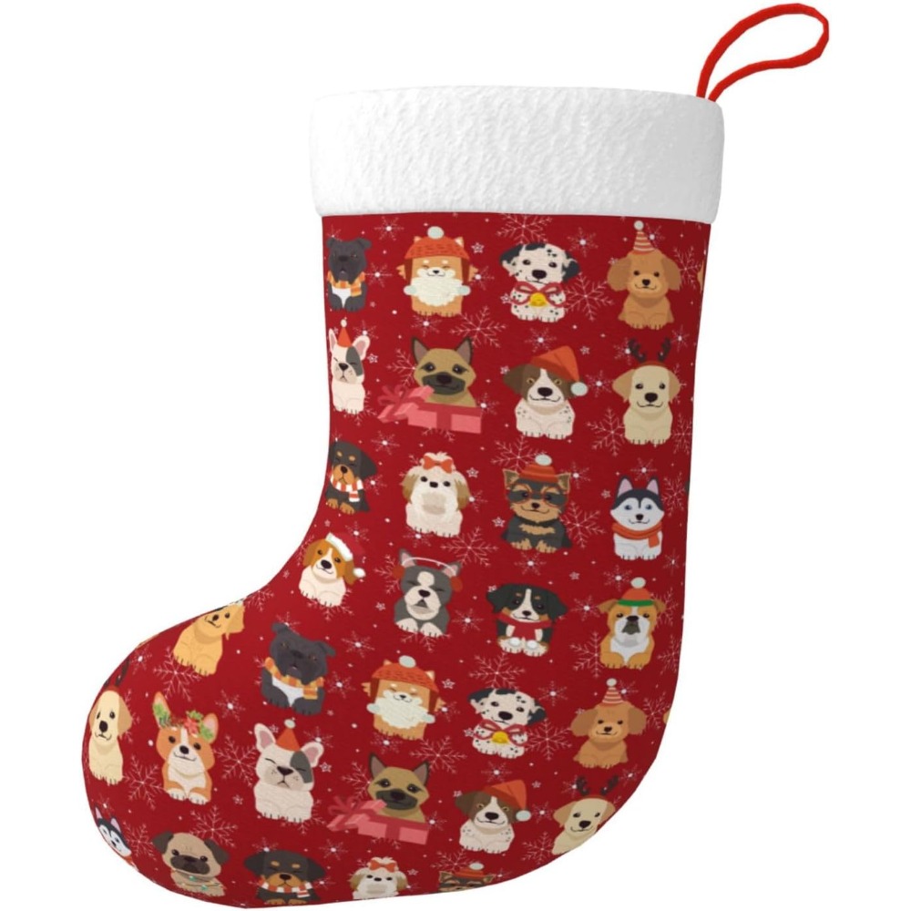 Christmas Stocking Hanging - Niedliche Weihnachtshunde, Weihnachtsstrümpfe, Kamin, hängende Sockenhalter,