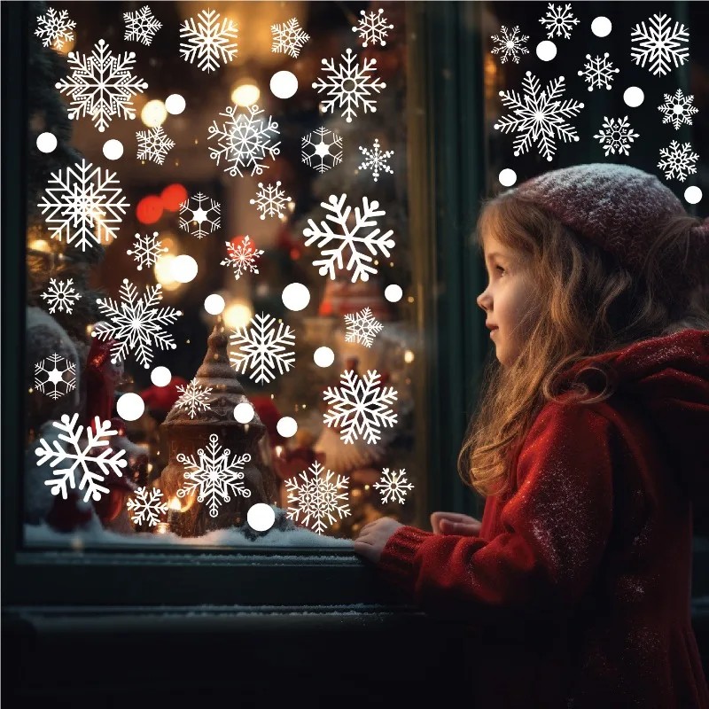 Snowflake Window Decal - Weihnachts-Fensterfolien, Schneeflocken-Fensteraufkleber, statische Fensteraufkleber für Weihnachtsdekorationen,
