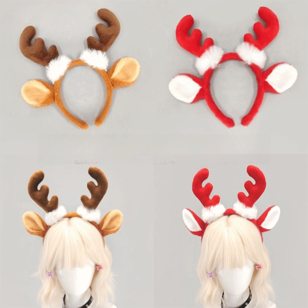 Reindeer Antlers Headband - Realistisches Geweih-Stirnband, Niedliches Weiches Stoff-Rentier-Haarreif, Universelle