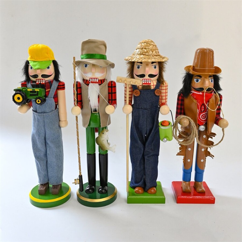 Nutcracker Figurine - Nussknacker-Soldaten aus Holz, Fahrer, Fischer, Cowboy,