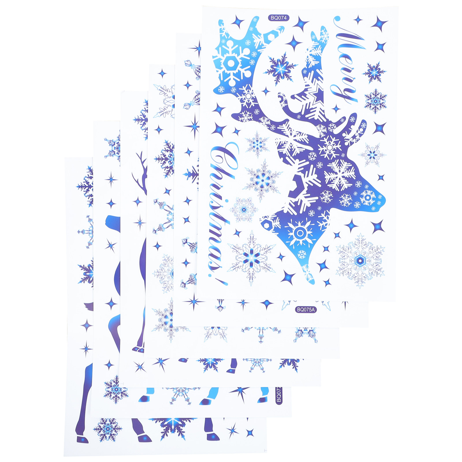Snowflake Window Decal - 6 Blatt Schneeflocken-Fensteraufkleber, Weihnachts-PVC-Elch, elektrostatische Schneeflocken