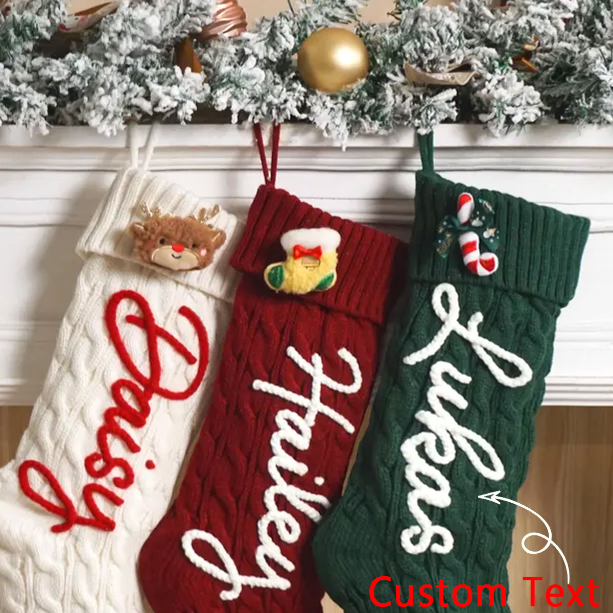 Christmas Stocking Hanging - 1 Stück Weihnachtsdekorationsstrümpfe, Elch/Weihnachtsmann/Weihnachtsbaum und andere