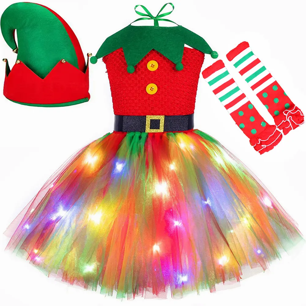Weihnachten Tutu Kleid Rot Grü – Elf Costume Christmas Bewertung und Preis